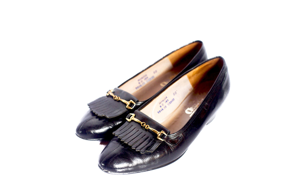 Vintage Church's black leather loafers UK 7