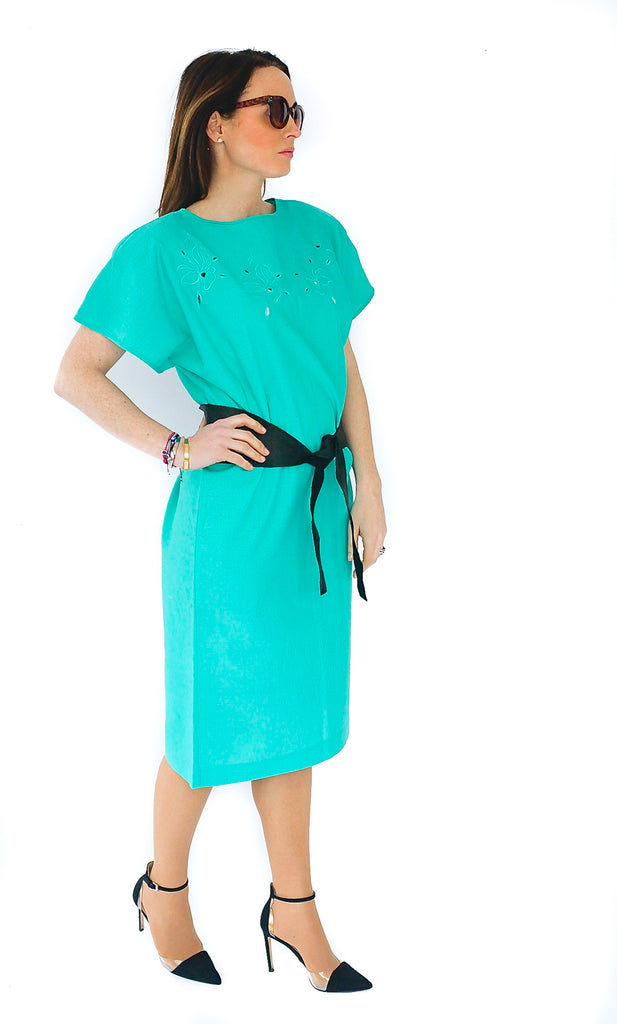 Vintage  1970s green midi dress