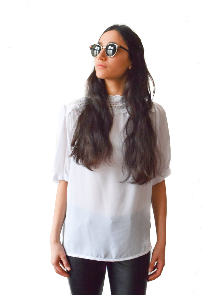 Vintage 1970s white boho top