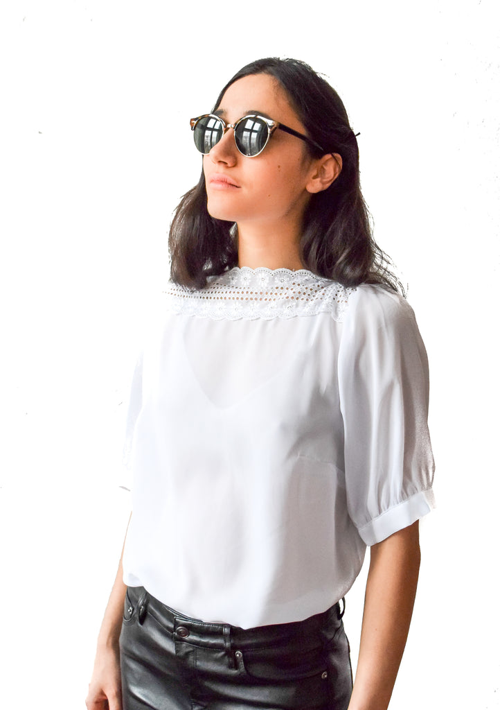 Vintage 1970s white boho top