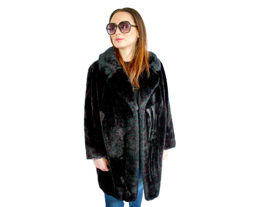 Vintage black faux fur jacket