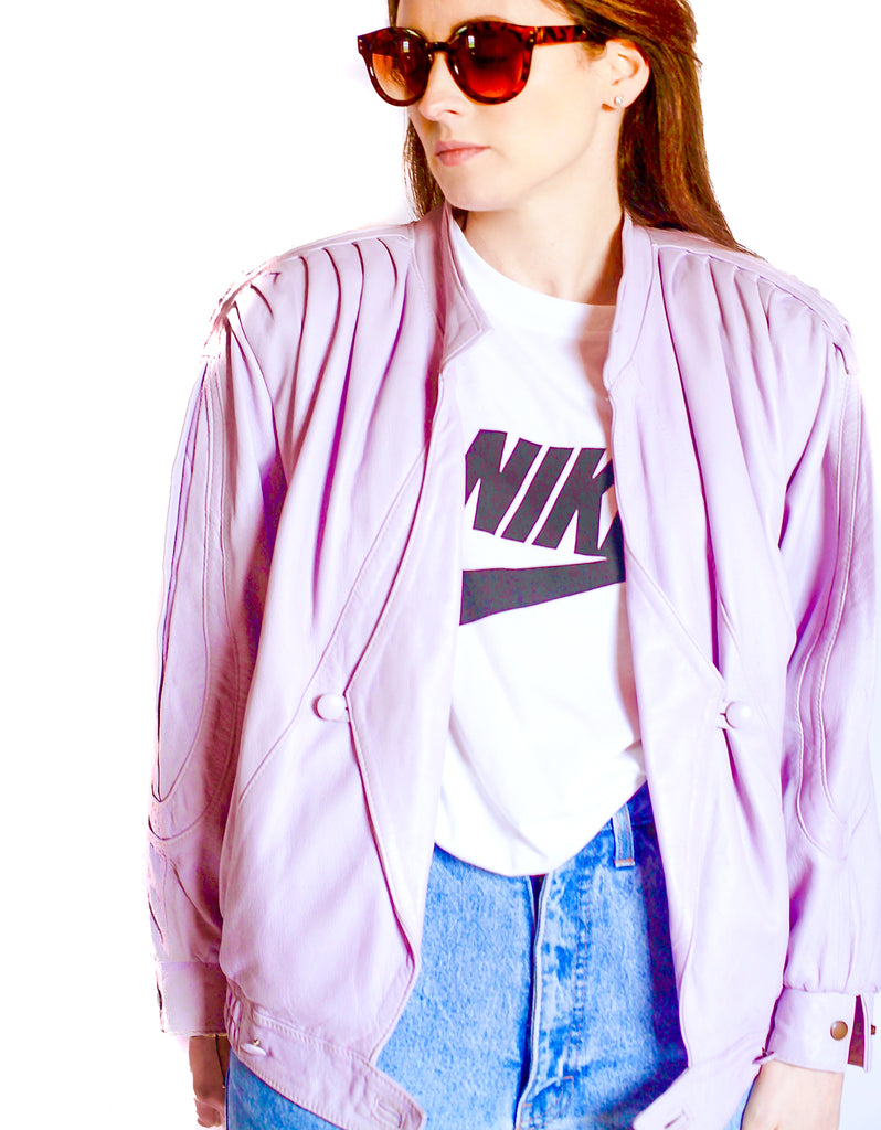 Vintage 1980s lilac leather jacket