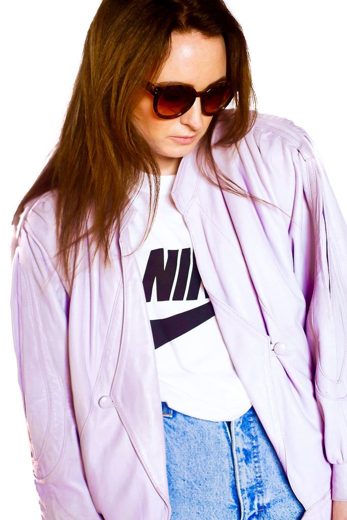 Vintage 1980s lilac leather jacket