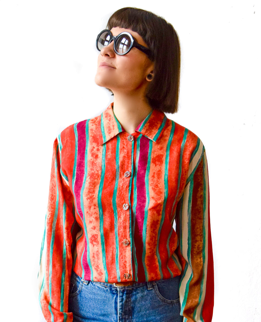 Vintage 90s multicoloured abstract print shirt