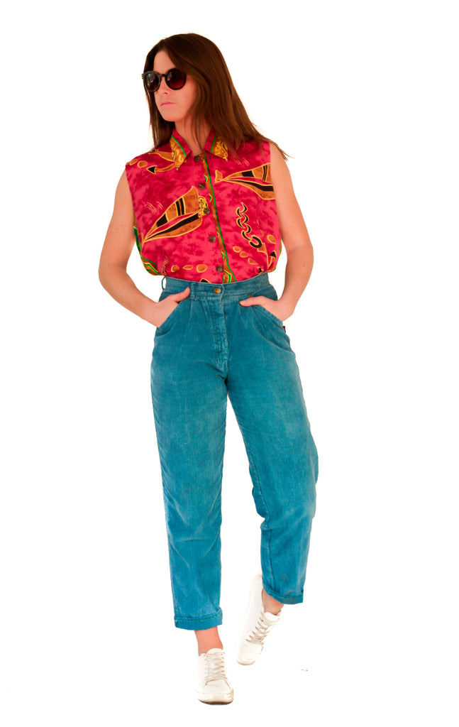 Vintage 1990s tropical crop shirt UK 10 - 12