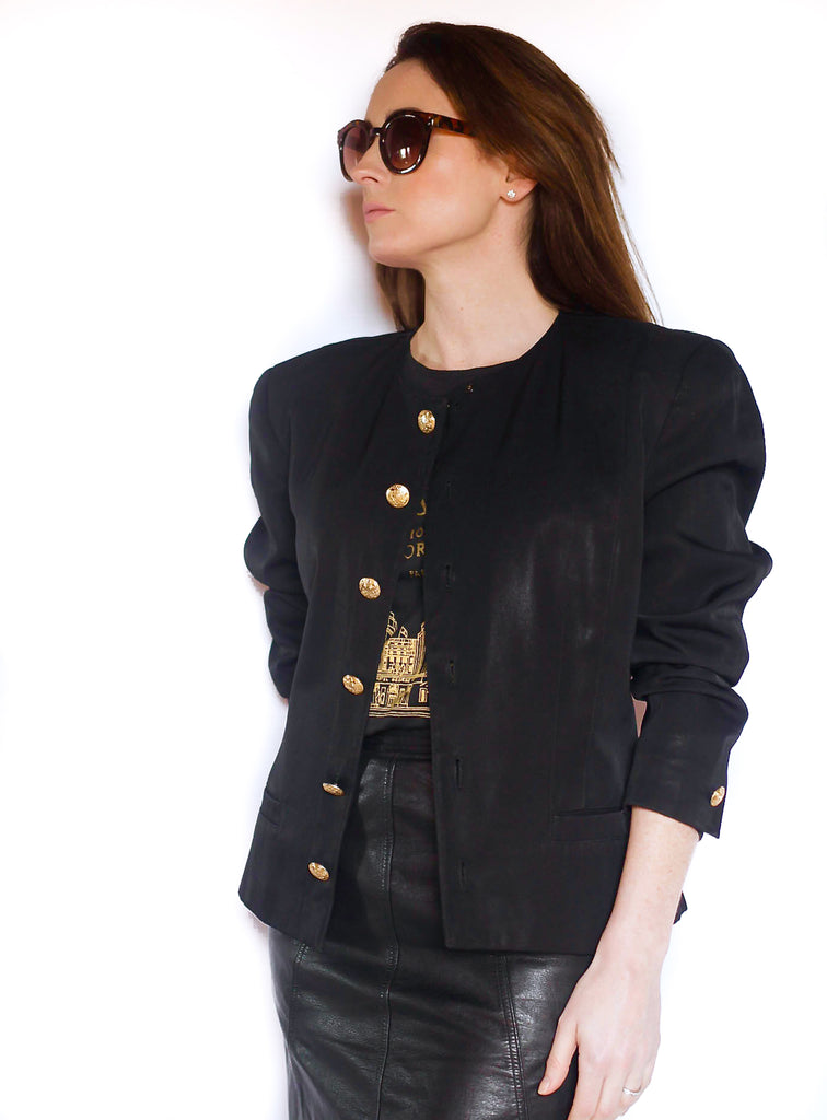 Vintage black box jacket with gold buttons