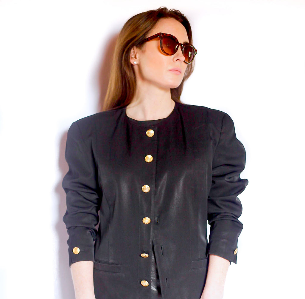 Vintage black box jacket with gold buttons