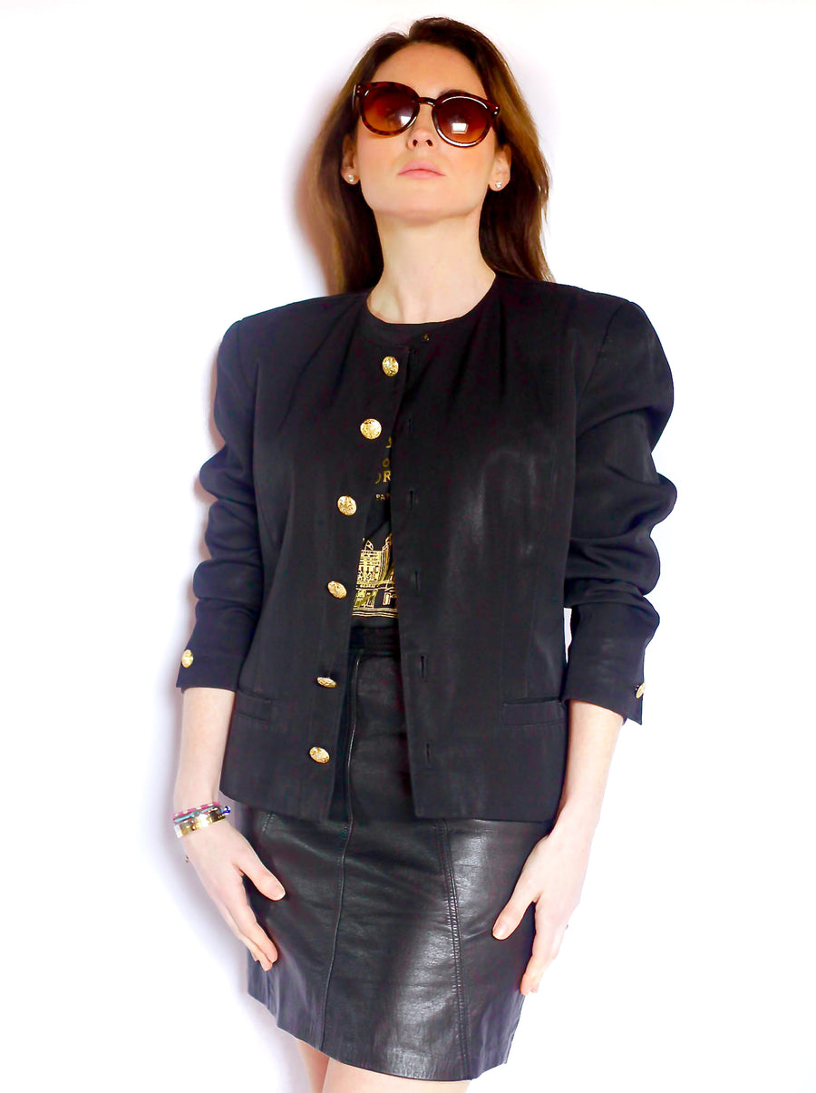 Vintage black box jacket with gold buttons