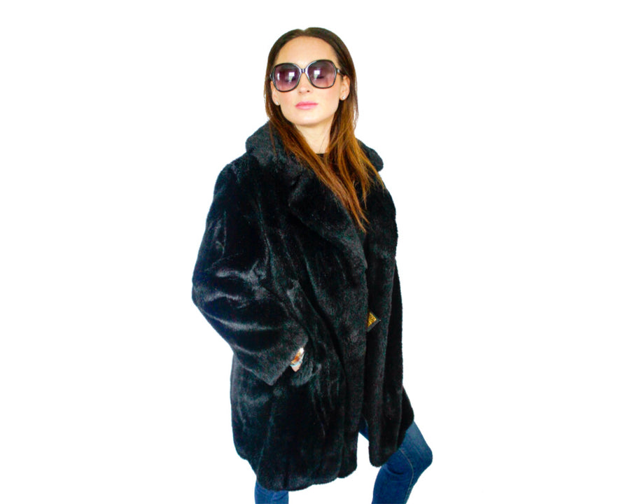 Vintage black faux fur jacket